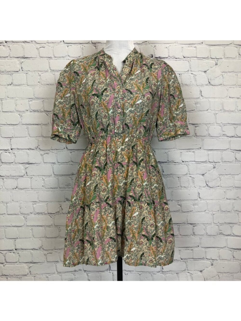 ba&sh Jasmine Botanical Print Shirt Dress Size XS Cotton Blend